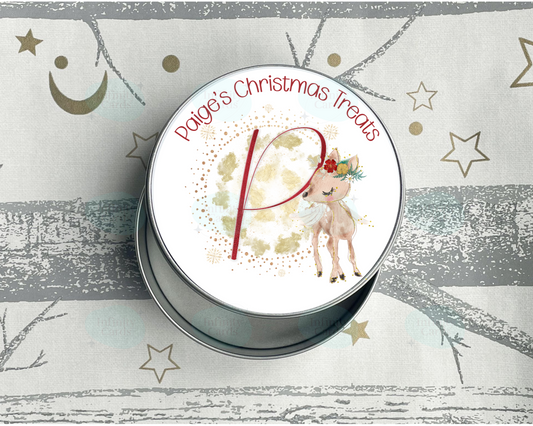 Personalised Reindeer Christmas Treat Tin