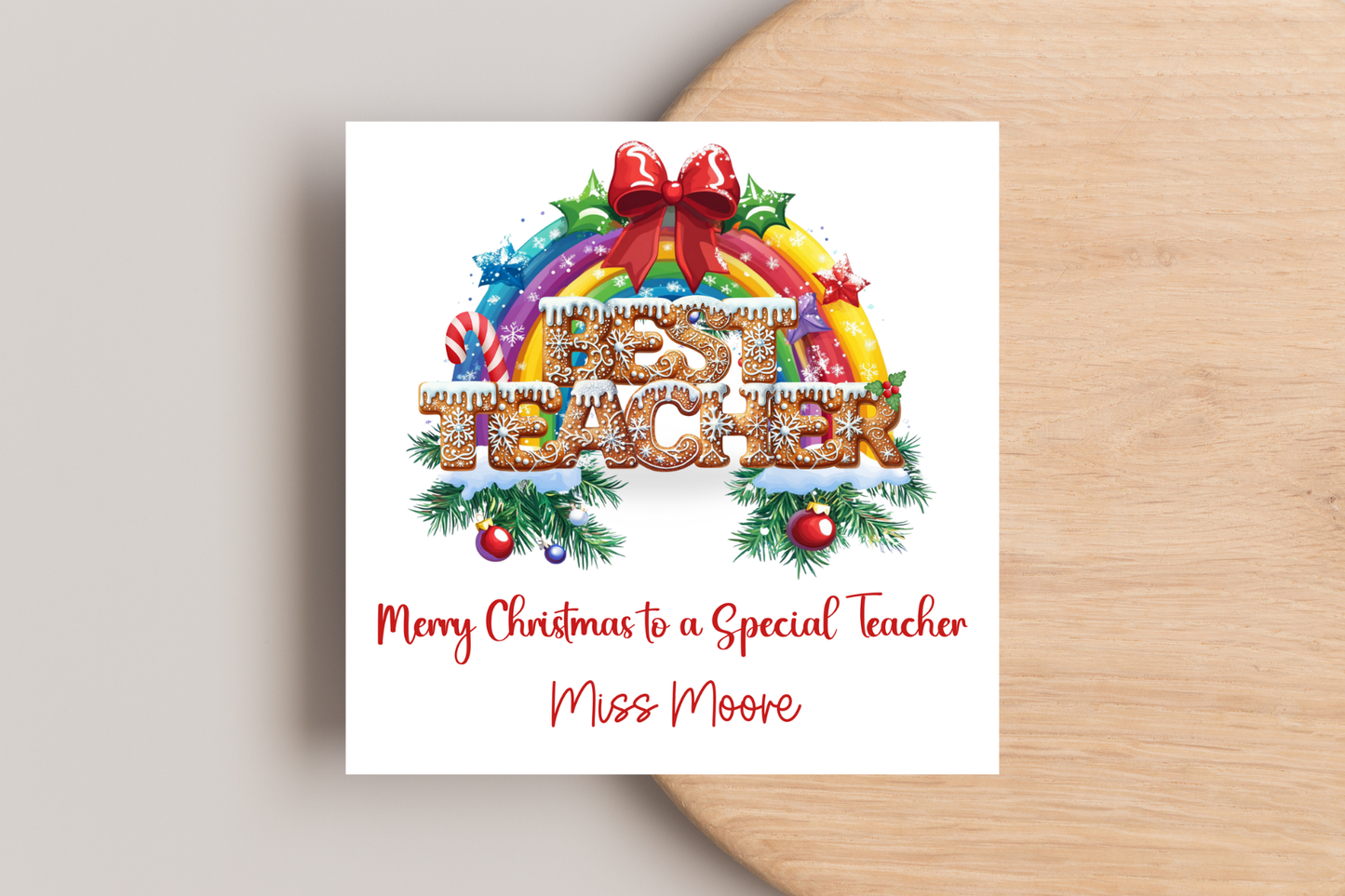 Personalised Best Teacher Christmas Christmas Card