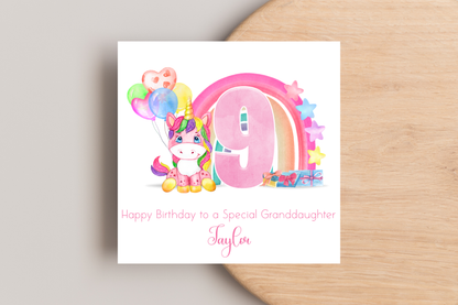 Personalised Unicorn Birthday Card