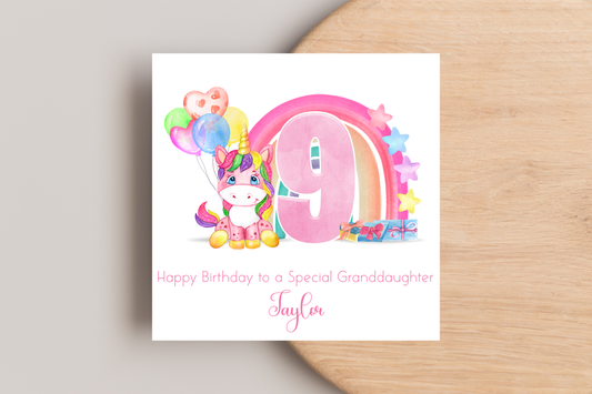 Personalised Unicorn Birthday Card