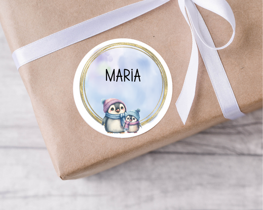 Personalised Penguin Christmas Present Labels