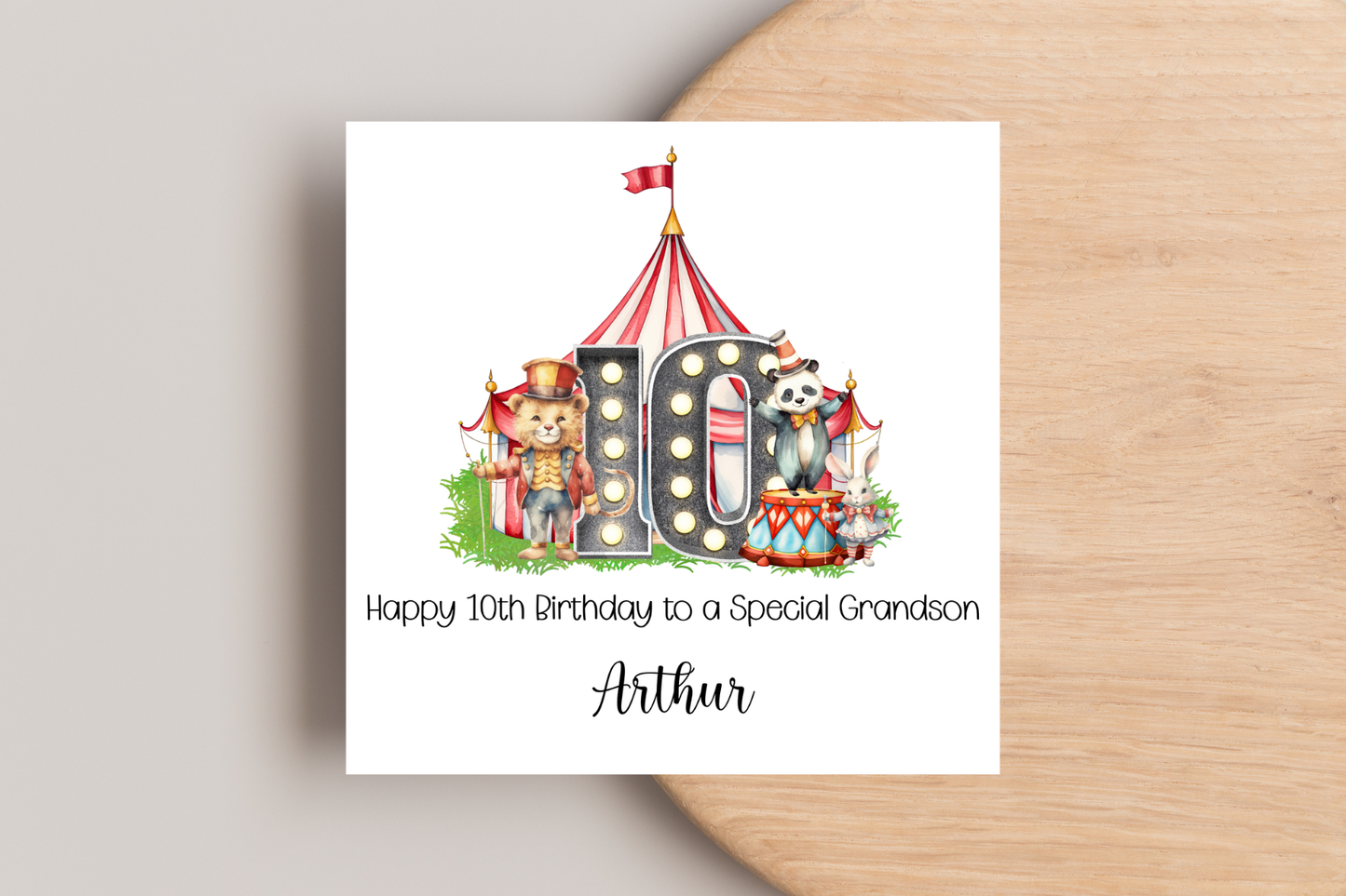 Personalised Circus Themed Birthday Card