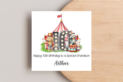 Personalised Circus Themed Birthday Card