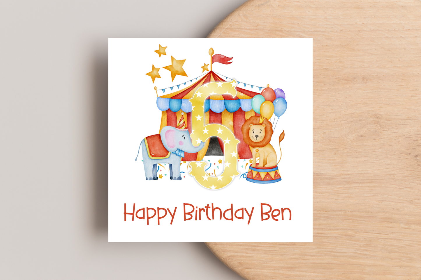 Personalised Circus Themed Birthday Card