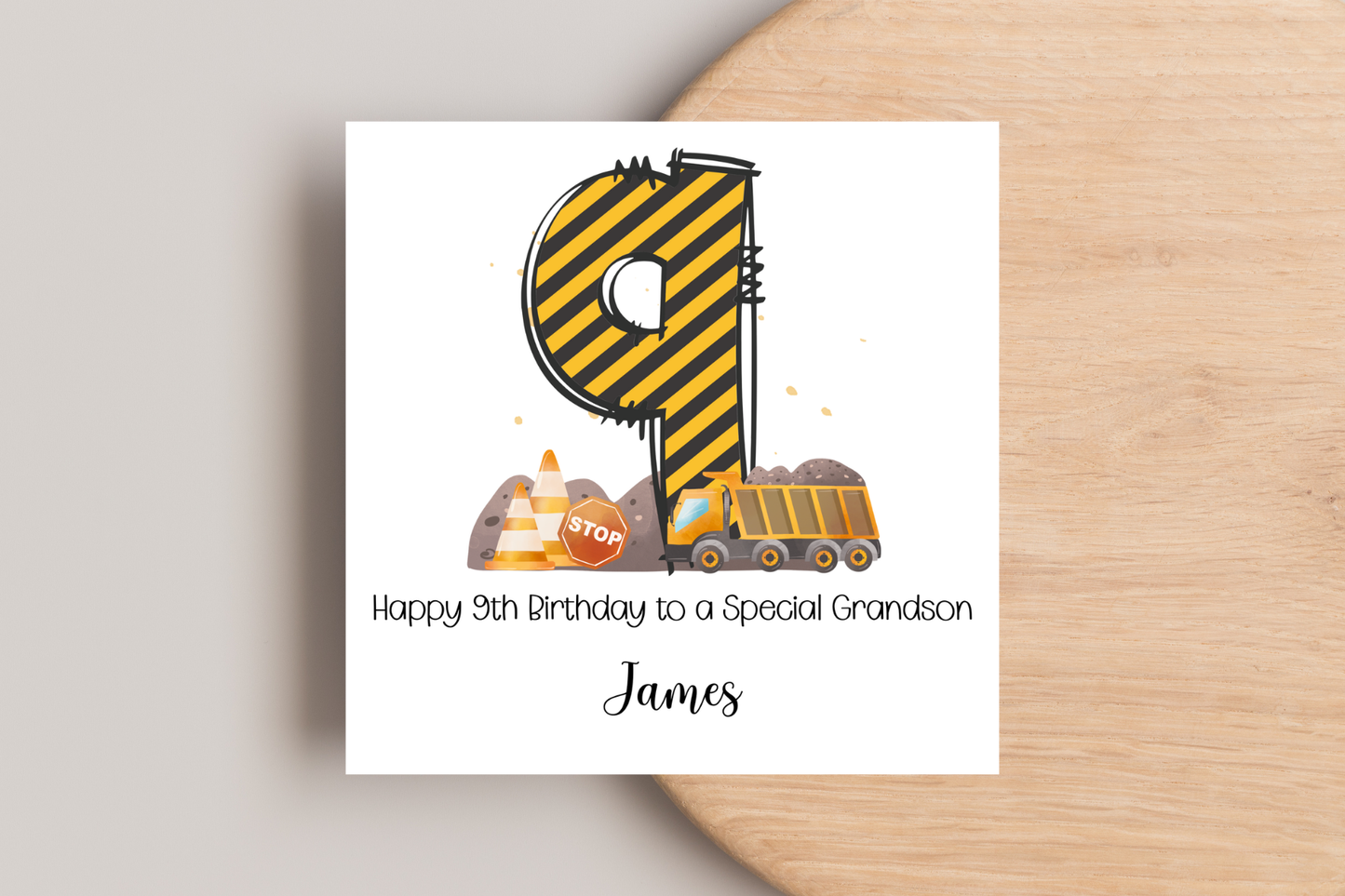 Personalised Digger Construction Themed Birthday Card