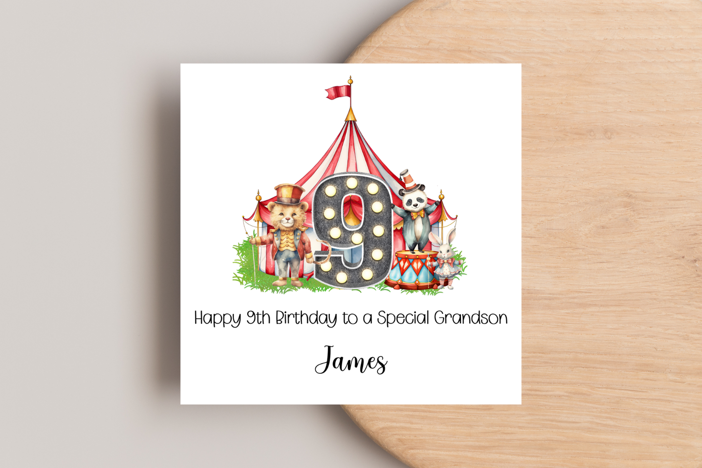 Personalised Circus Themed Birthday Card