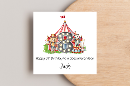 Personalised Circus Themed Birthday Card