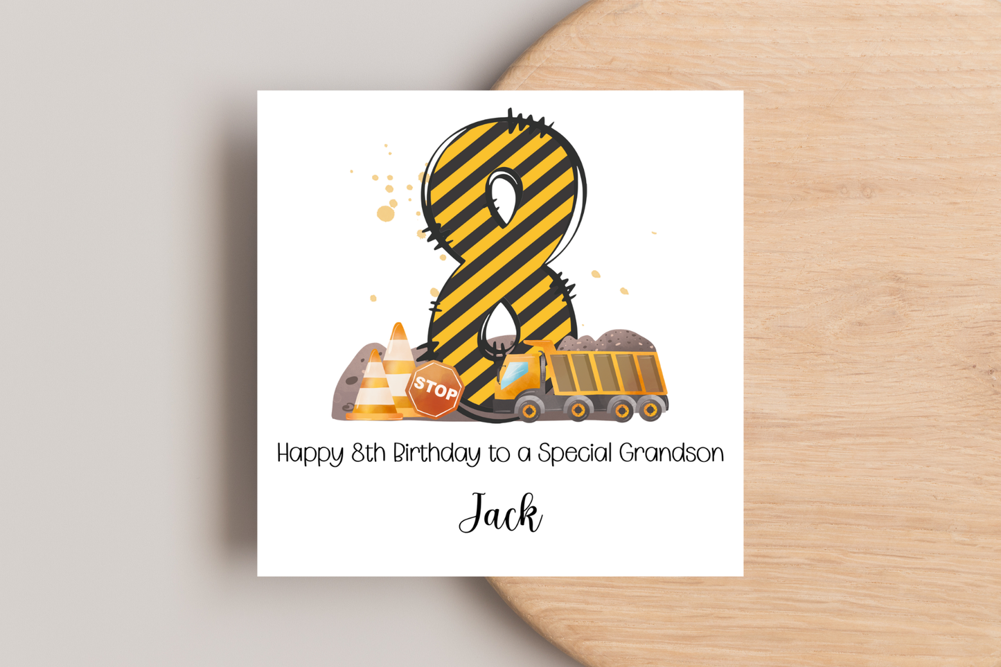 Personalised Digger Construction Themed Birthday Card