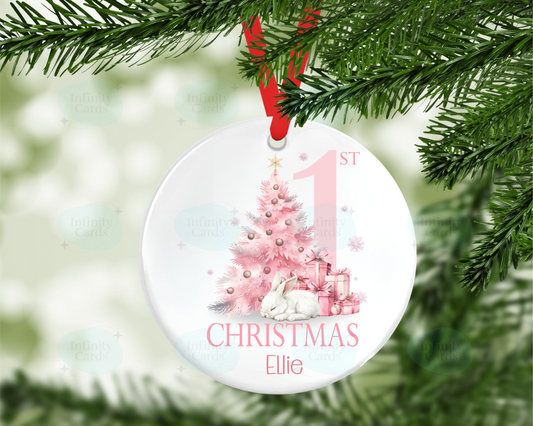 Personalised  First Christmas Rabbit Christmas Tree Decoration