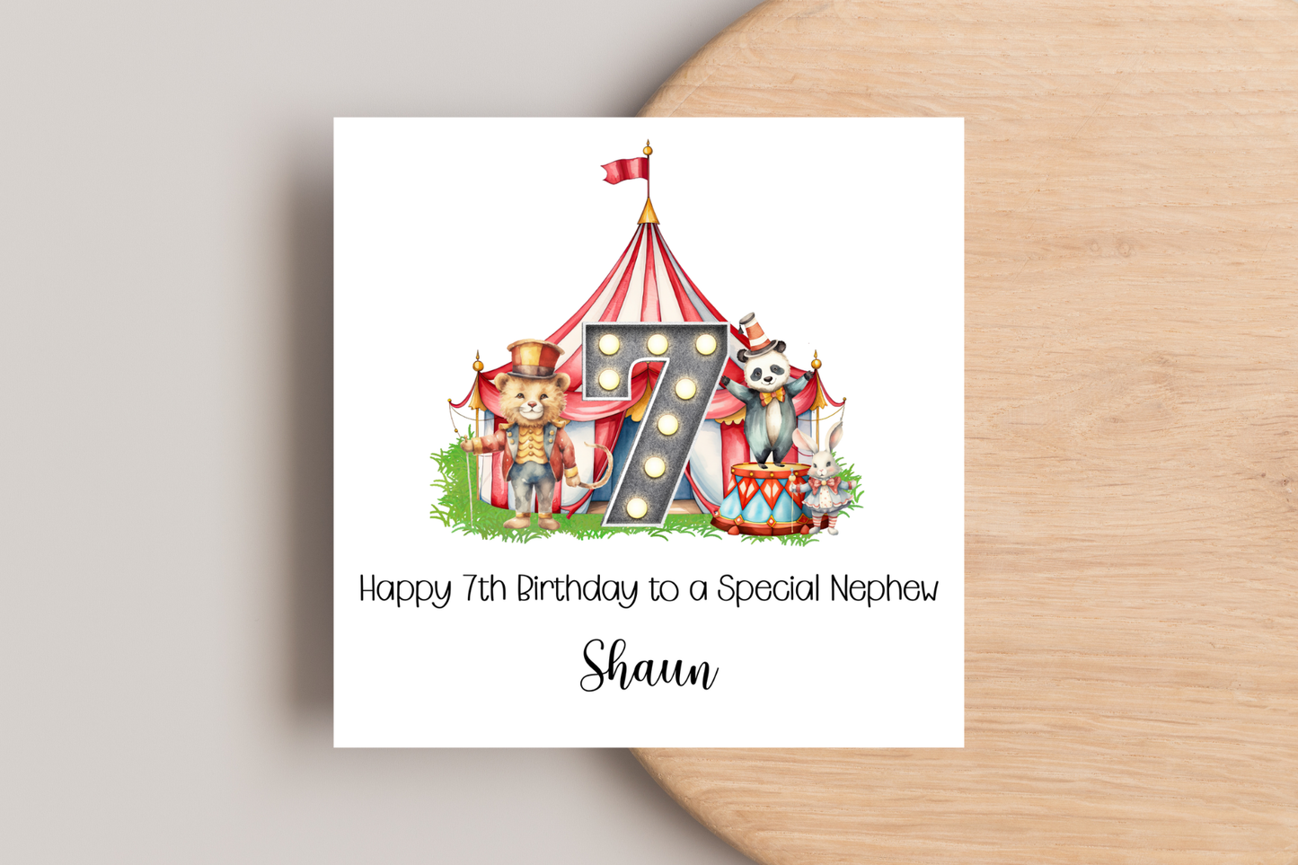 Personalised Circus Themed Birthday Card