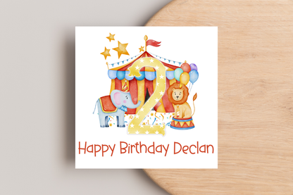 Personalised Circus Themed Birthday Card
