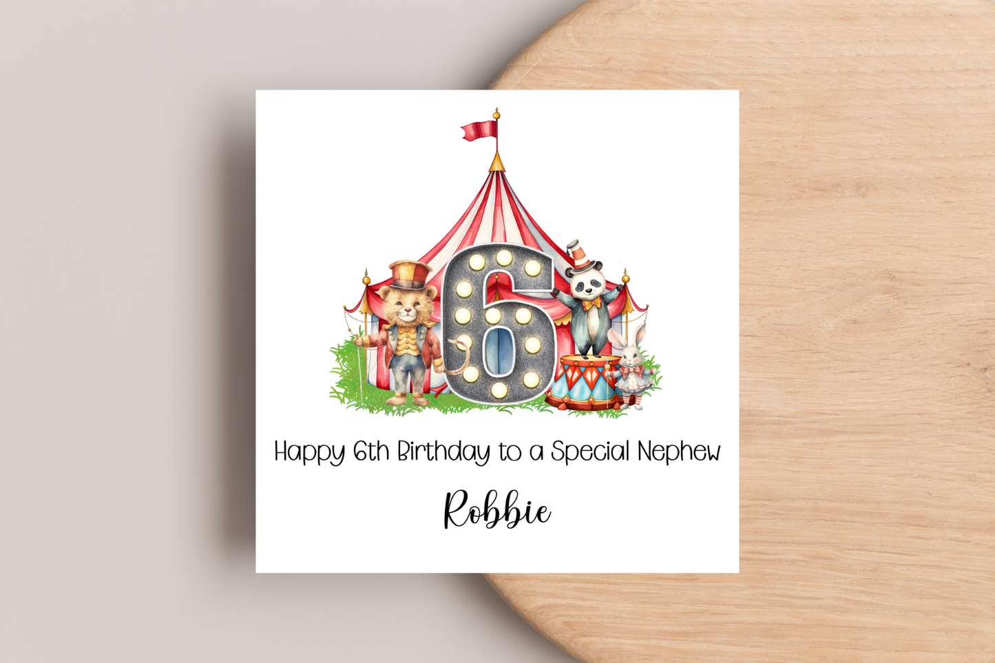 Personalised Circus Themed Birthday Card