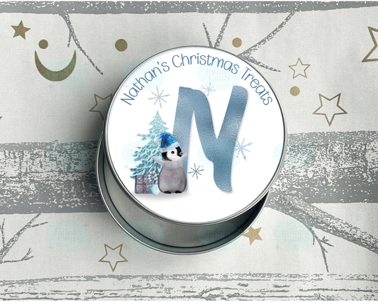 Personalised Penguin Christmas Treats Tin