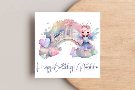 Personalised Fairy Bridge Birthday Card