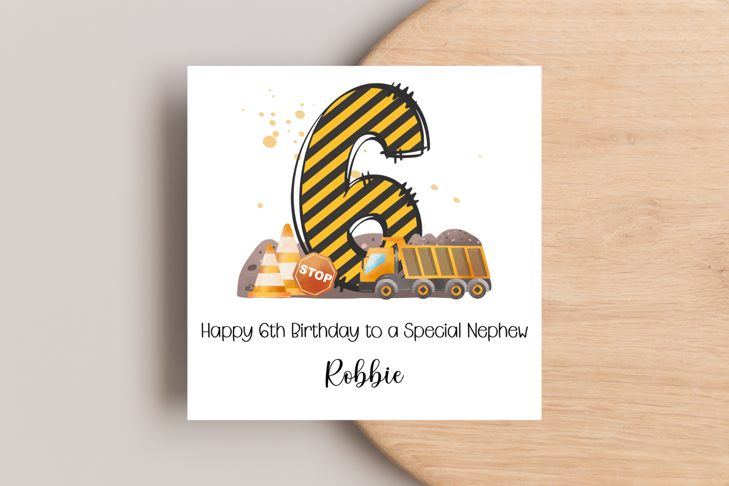 Personalised Digger Construction Themed Birthday Card