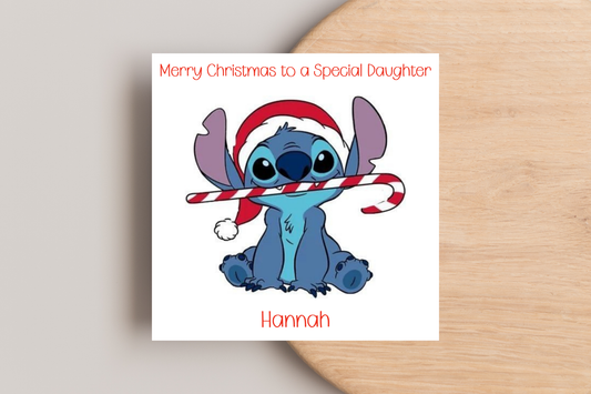 Personalised Stitch Christmas Card- Cheeky Candycane