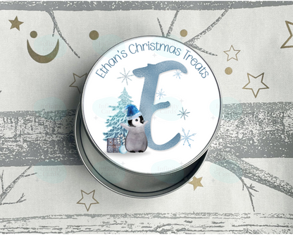 Personalised Penguin Christmas Treats Tin