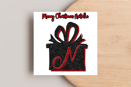 Personalised Black and Red Gift Christmas Card