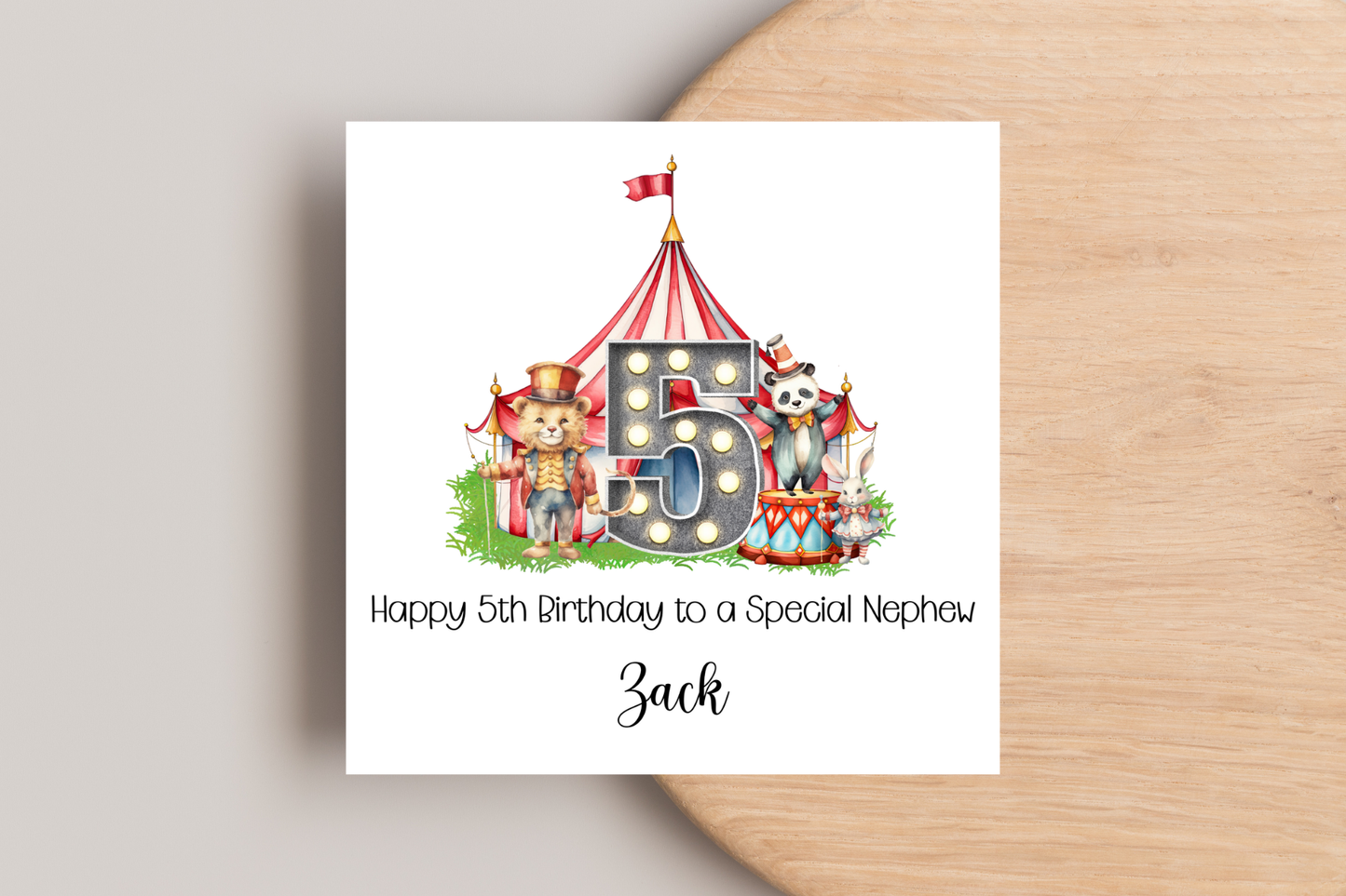 Personalised Circus Themed Birthday Card