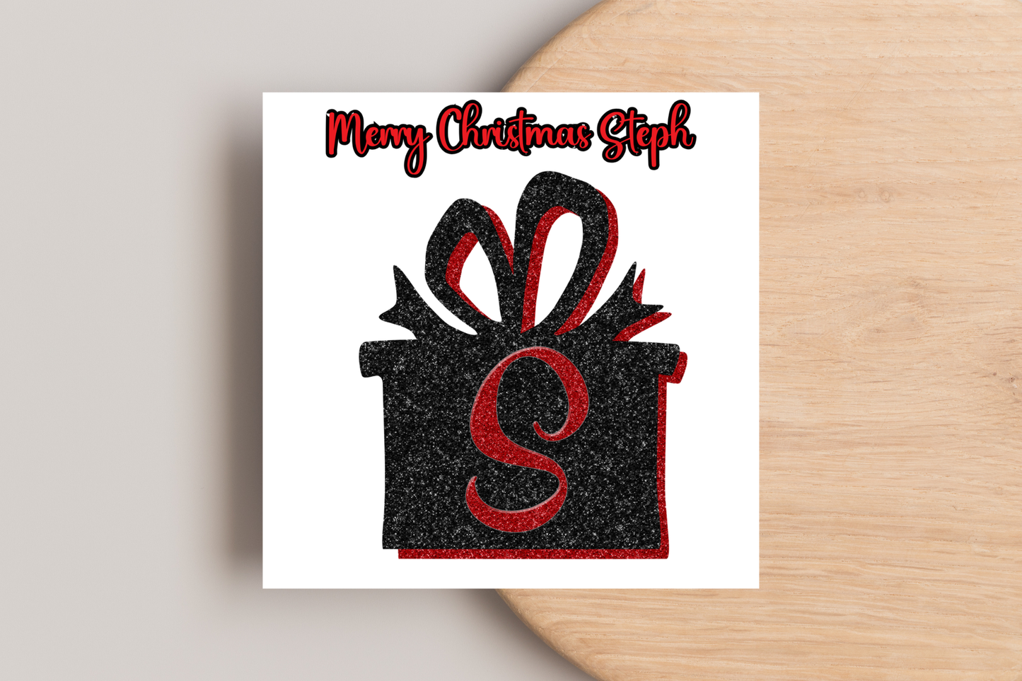 Personalised Black and Red Gift Christmas Card