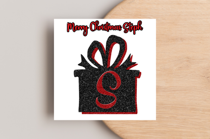 Personalised Black and Red Gift Christmas Card