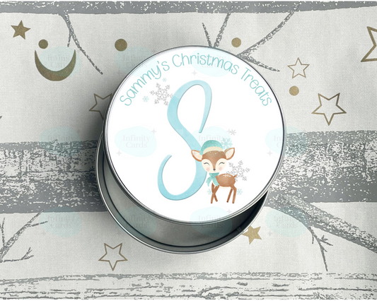 Personalised Reindeer Christmas Treat Tin