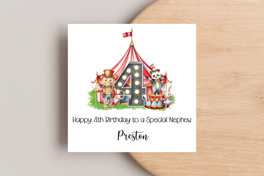 Personalised Circus Themed Birthday Card