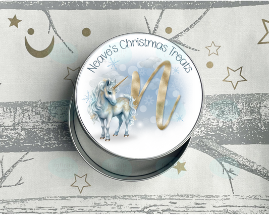 Personalised Unicorn Christmas Treat Tin
