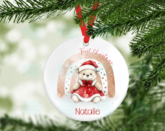 Personalised Bear First Christmas Tree Decoration