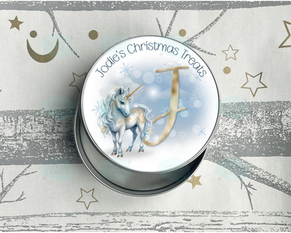 Personalised Unicorn Christmas Treat Tin