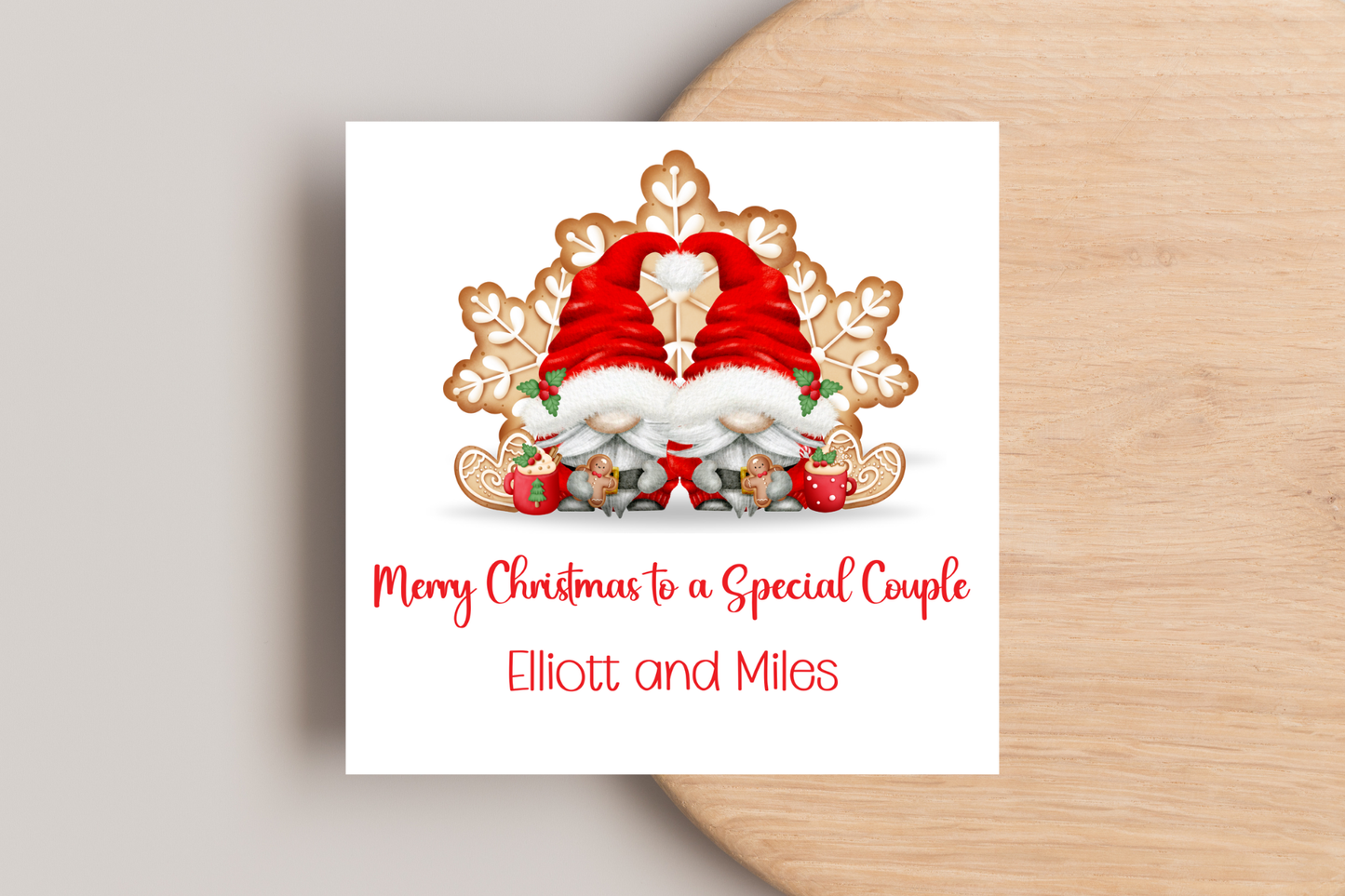 Personalised Gonk Gingerbread Christmas Card For a Special Couple