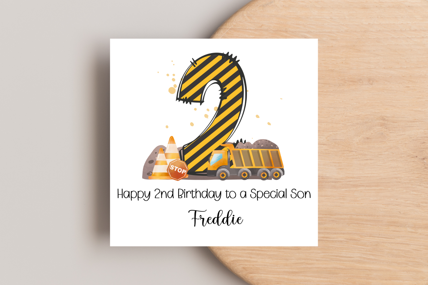 Personalised Digger Construction Themed Birthday Card
