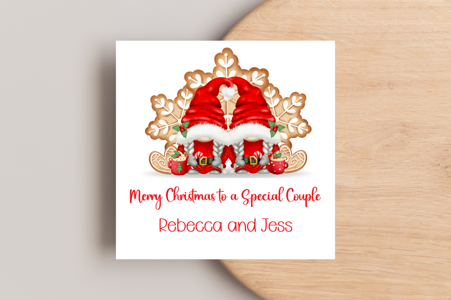 Personalised Gonk Gingerbread Christmas Card For a Special Couple