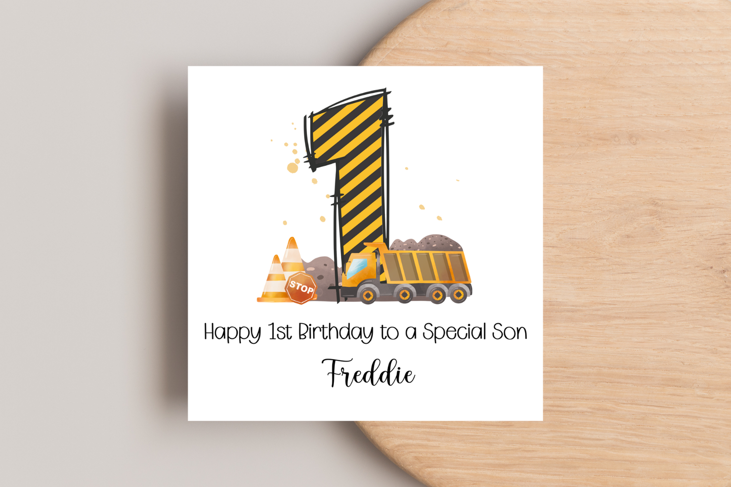 Personalised Digger Construction Themed Birthday Card