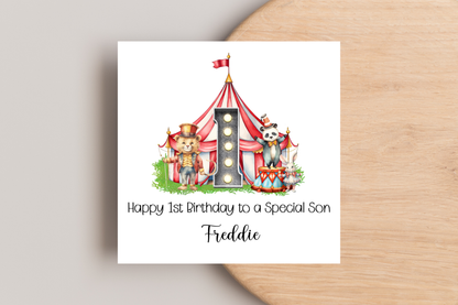 Personalised Circus Themed Birthday Card