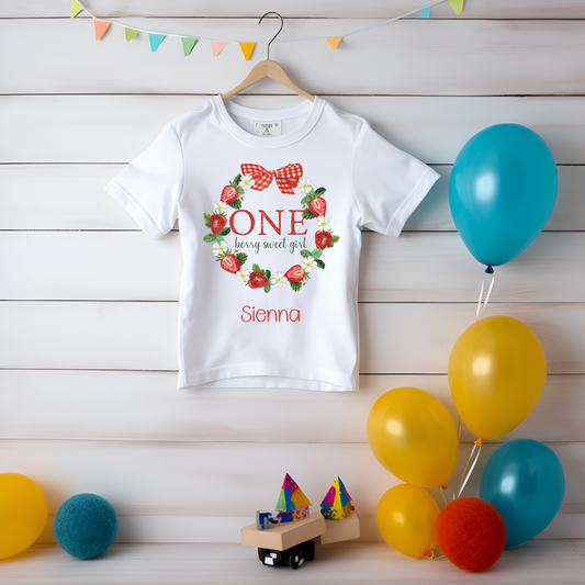 Personalised One Berry Sweet Girl Birthday T shirt