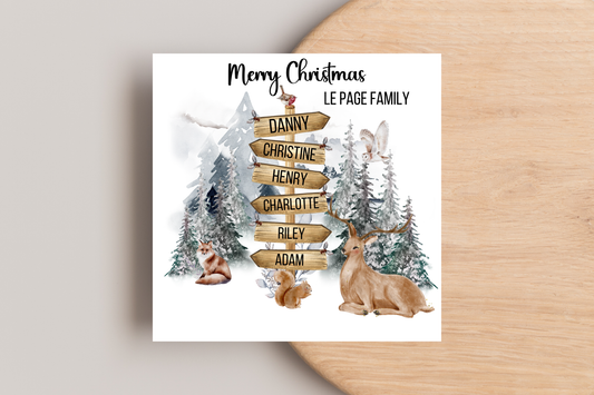 Personalised Family Christmas Card Winter Scene
