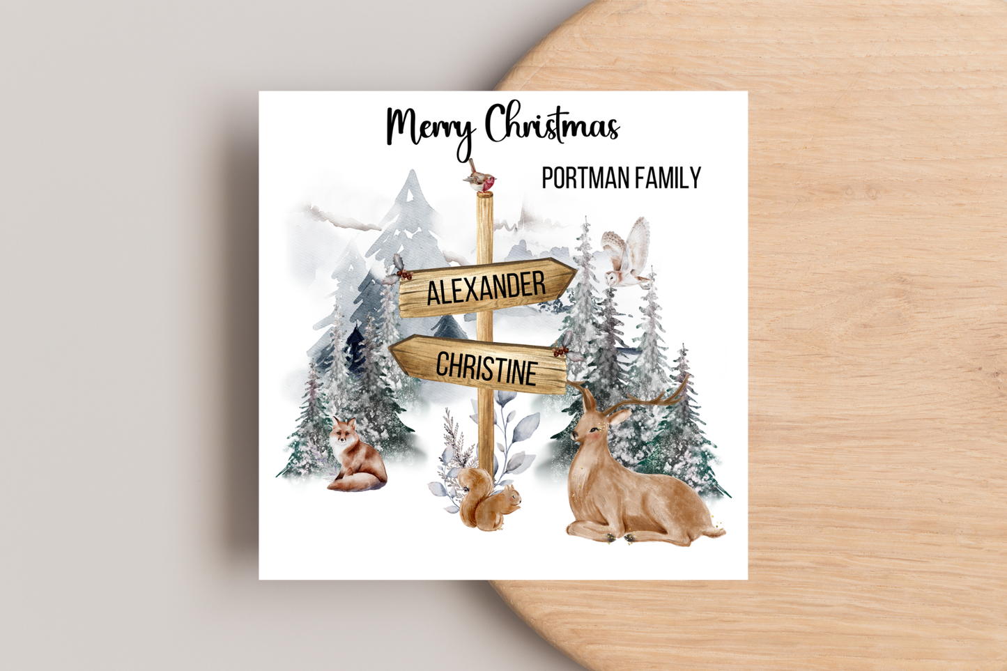 Personalised Family Christmas Card Winter Scene