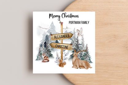 Personalised Family Christmas Card Winter Scene