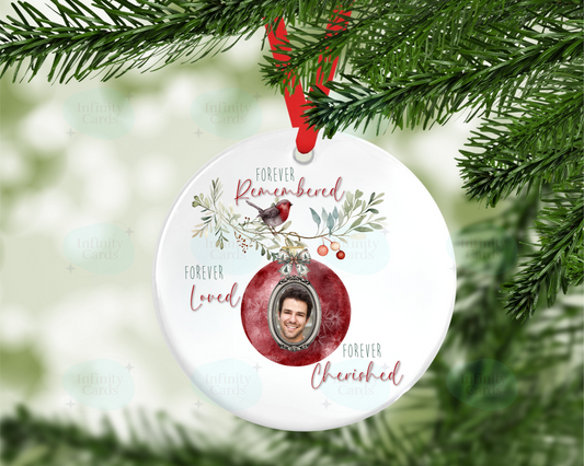 Personalised Forever Remembered, Forever Loved, Forever Cherished Christmas Tree Decoration