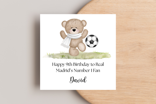 Personalised Real Madrid Number 1 Fan Birthday Card