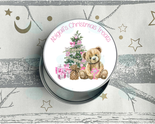 Personalised Teddy Bear Christmas Treats Tin