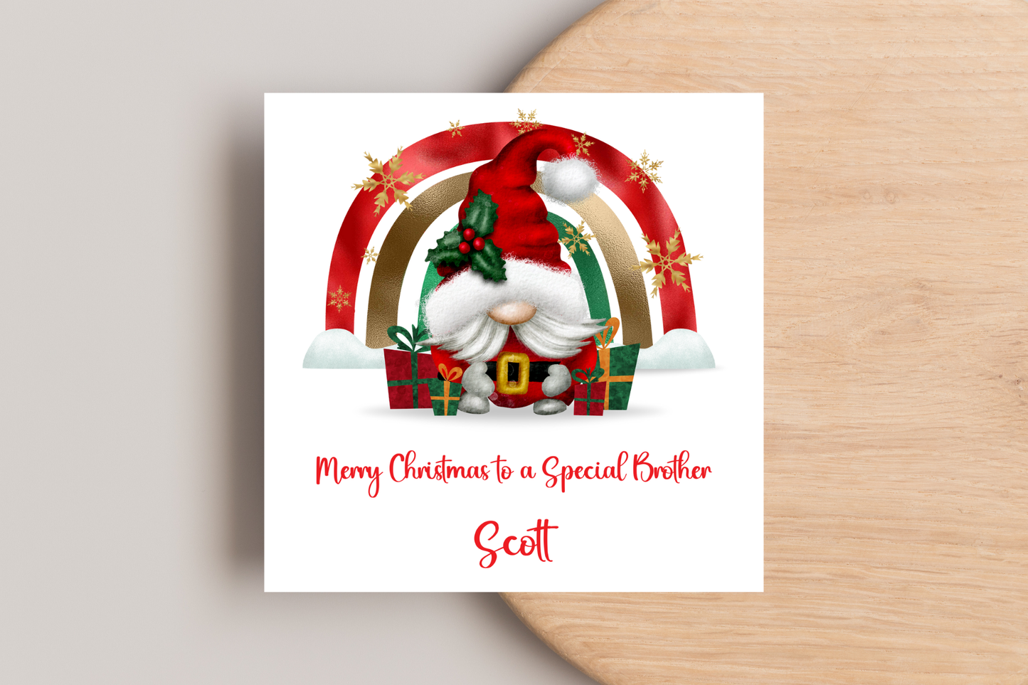 Personalised Christmas Gonk Christmas Card