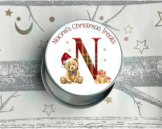 Personalised Teddy Bear Christmas Treats Tin