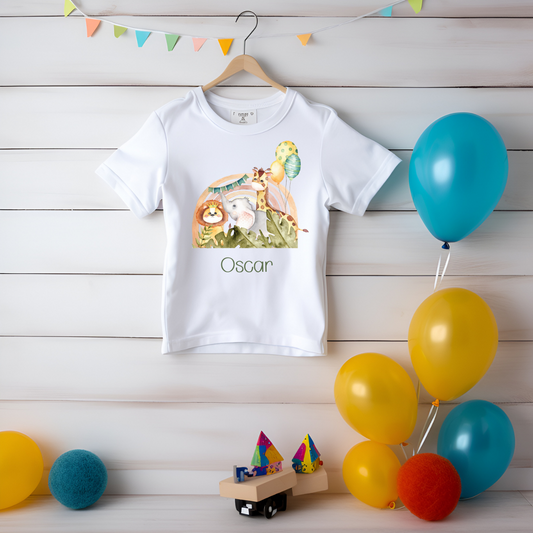 Personalised Jungle Animal Birthday T-shirt