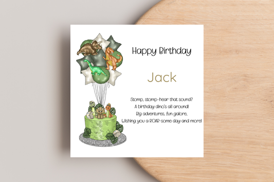 Personalised Dinosaur Inspired Birthday Card