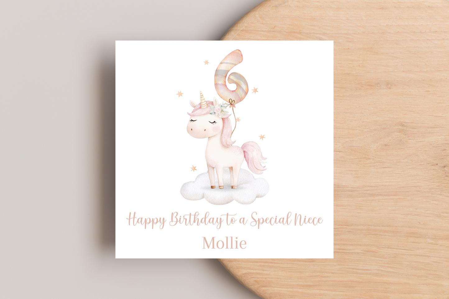 Personalised Unicorn Balloon Birthday Card