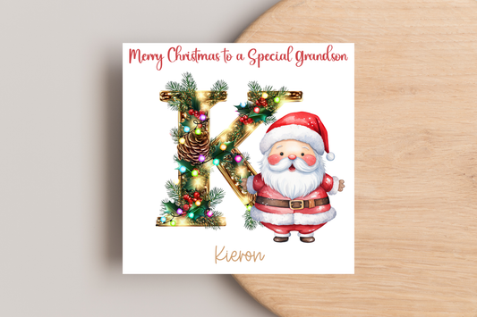 Personalised Santa Initial Christmas Card