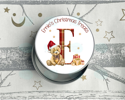 Personalised Teddy Bear Christmas Treats Tin