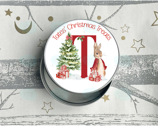 Personalised Peter Rabbit Christmas Treats Tin